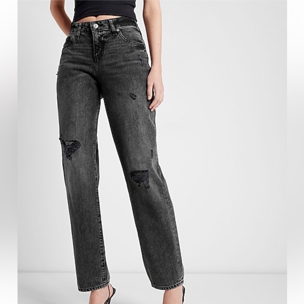 [Express] NWT Low Rise Black Ripped
Boyfriend Jeans - Picture 3 of 10